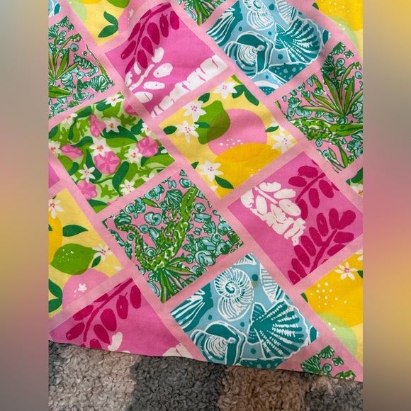 LILLY PULITZER 90s/Y2K Pink Tile Patch Vintage Skirt Alligator Lemon Seashell 2 - Picture 3 of 14